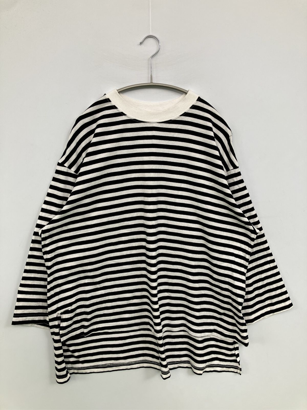 nest Robe ネストローブ Tシャツ/カットソー F ホワイト ボーダー柄 ミドル丈 半端袖 クルーネック(丸首)