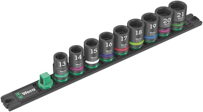 【新品・3営業日で発送】Wera Werkzeuge 005490 インパクトソケットセット 1/2SQ HEX13-21 レール