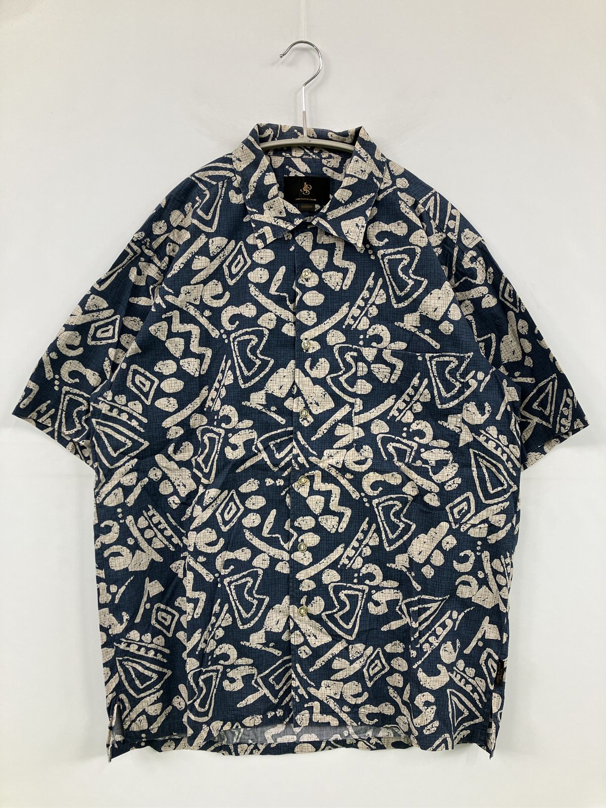 John Player Special シャツ/ブラウス MEDIUM ネイビー コットン その他総柄 ミドル丈 半袖 レギュラーカラー 4,413円