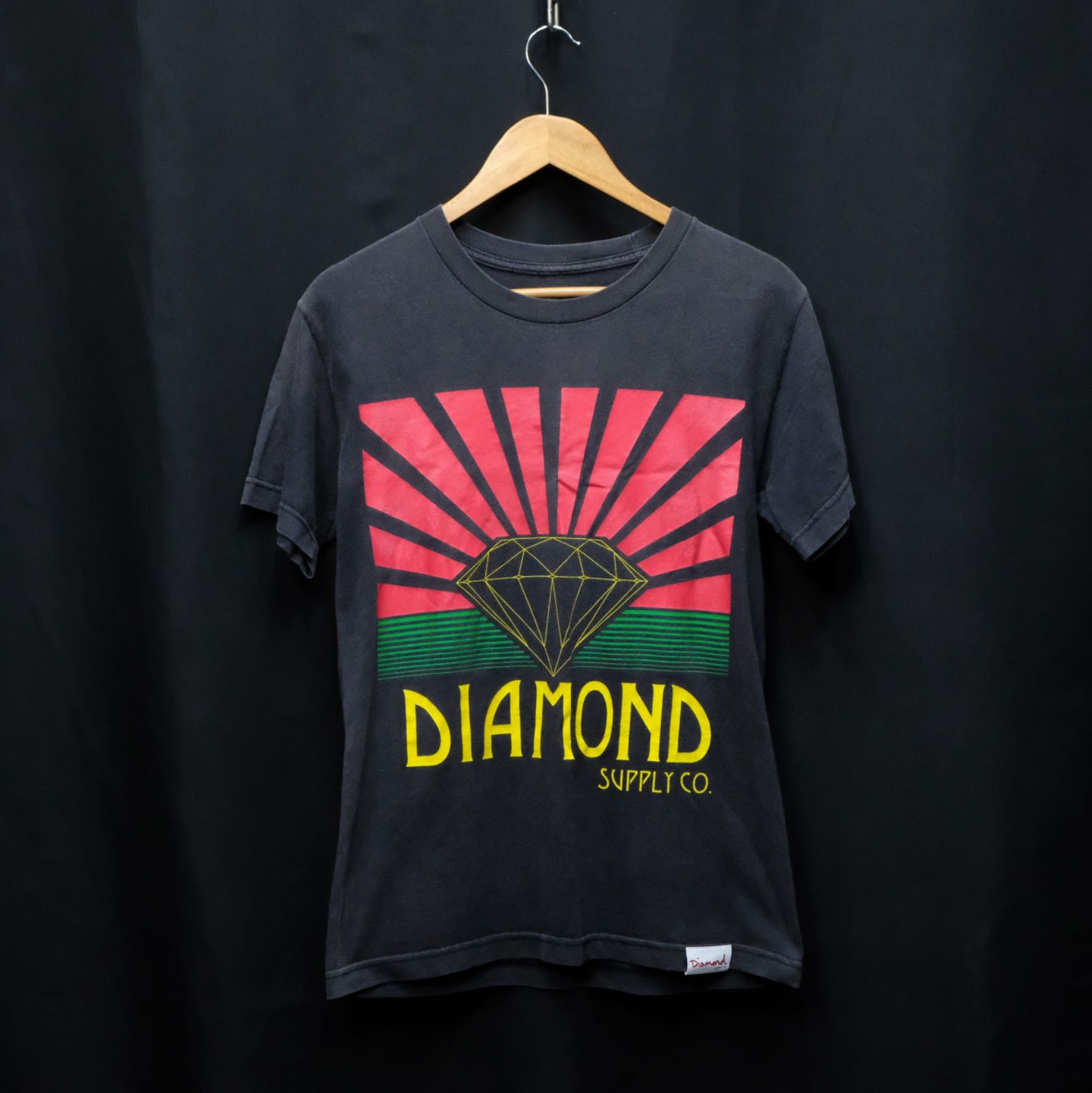 USA製 Diamond Supply ライジングサンTシャツ 半袖 フェードブラック 