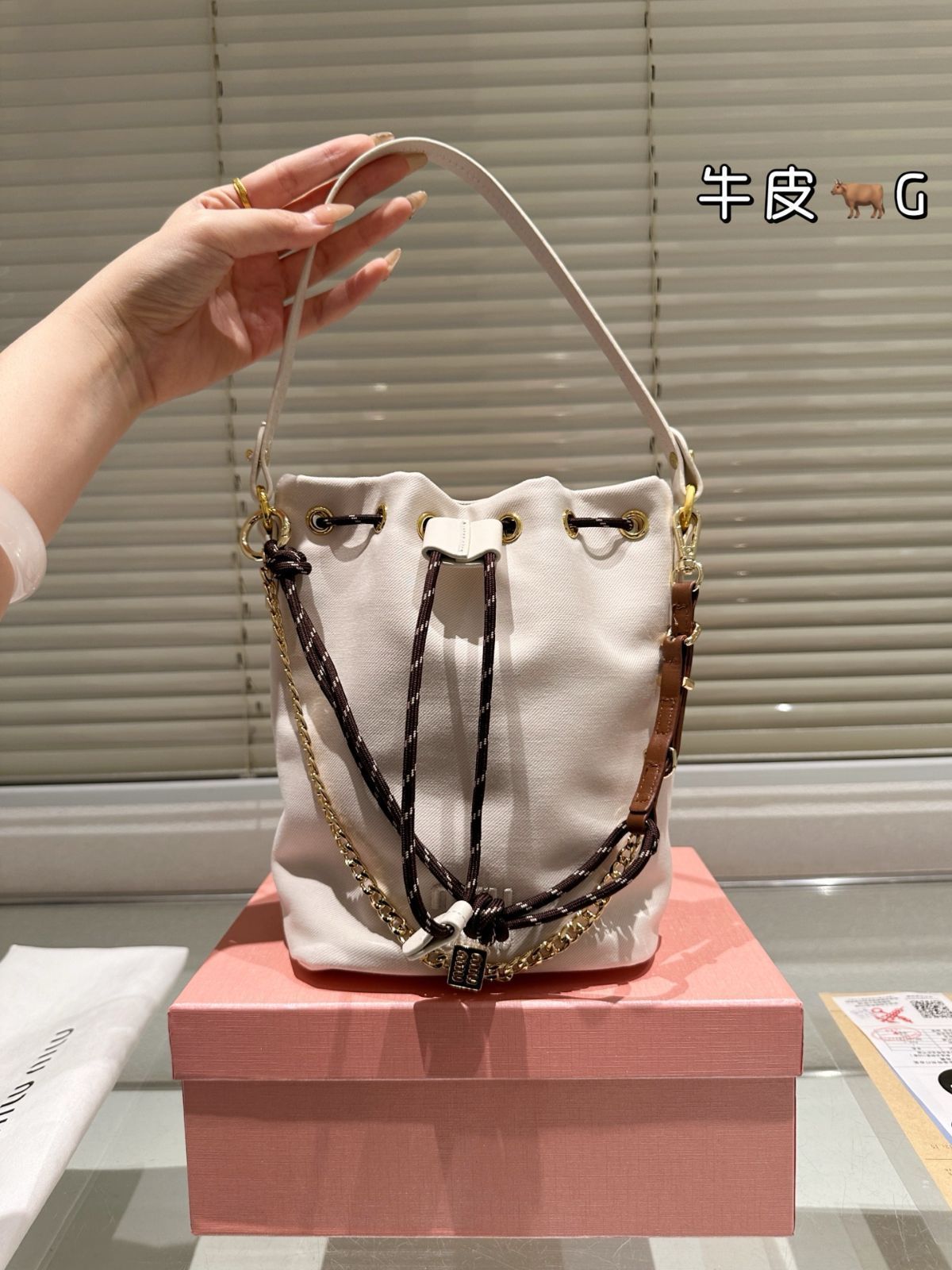 【今日特価】Miumiu Bucket Bag オリジナル布（ミュウミュウ バケットバッグ オリジナルファブリック）-MM輸入3
