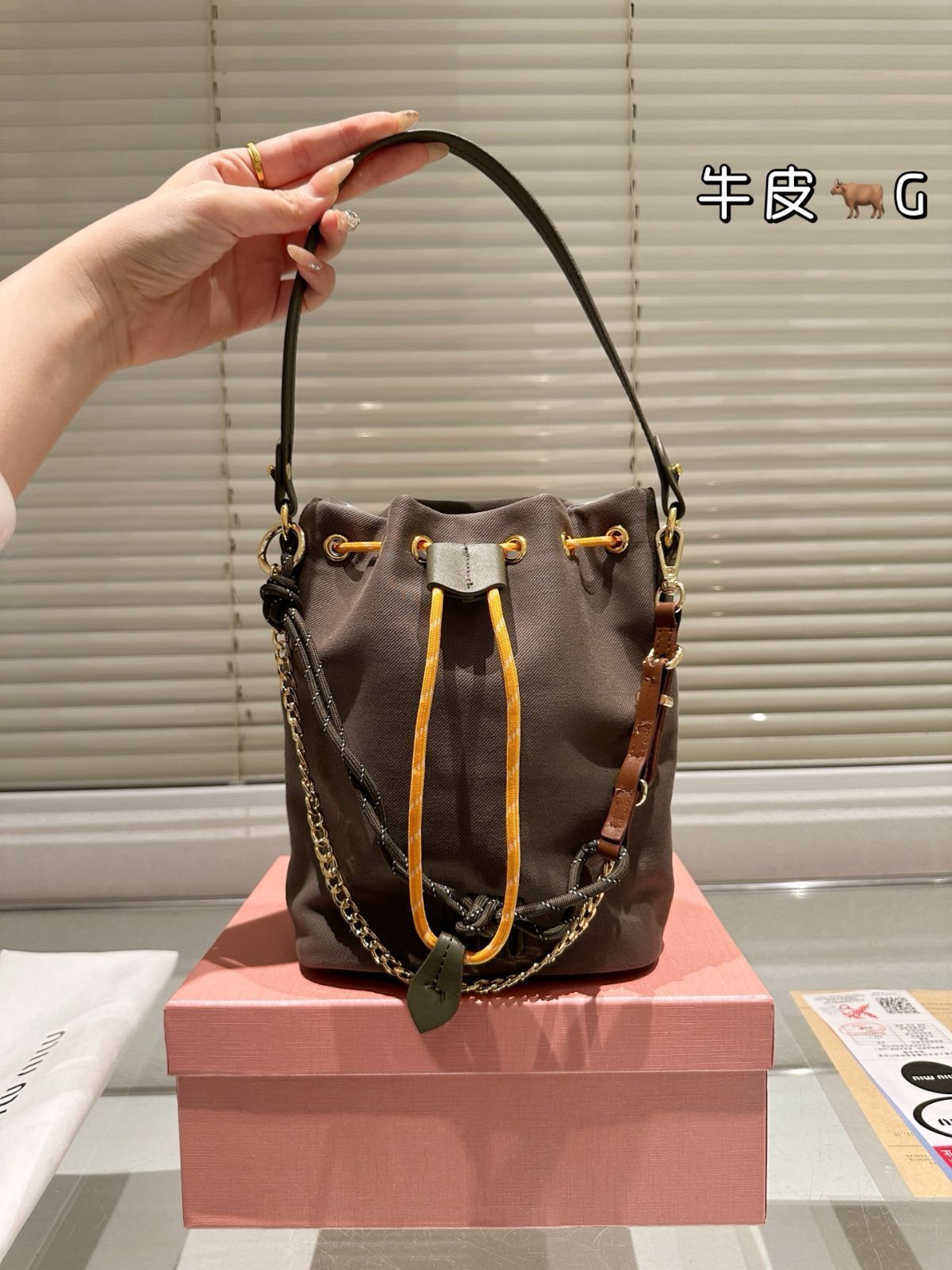 【今日特価】Miumiu Bucket Bag オリジナル布（ミュウミュウ バケットバッグ オリジナルファブリック）-MM輸入3
