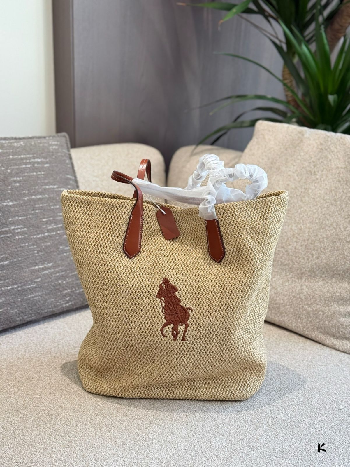 【今日特価】Ralph Lauren 2025 Raffia Tote Bag / ラルフローレン 2025 年 ラフィア トート バッグ-MM輸入