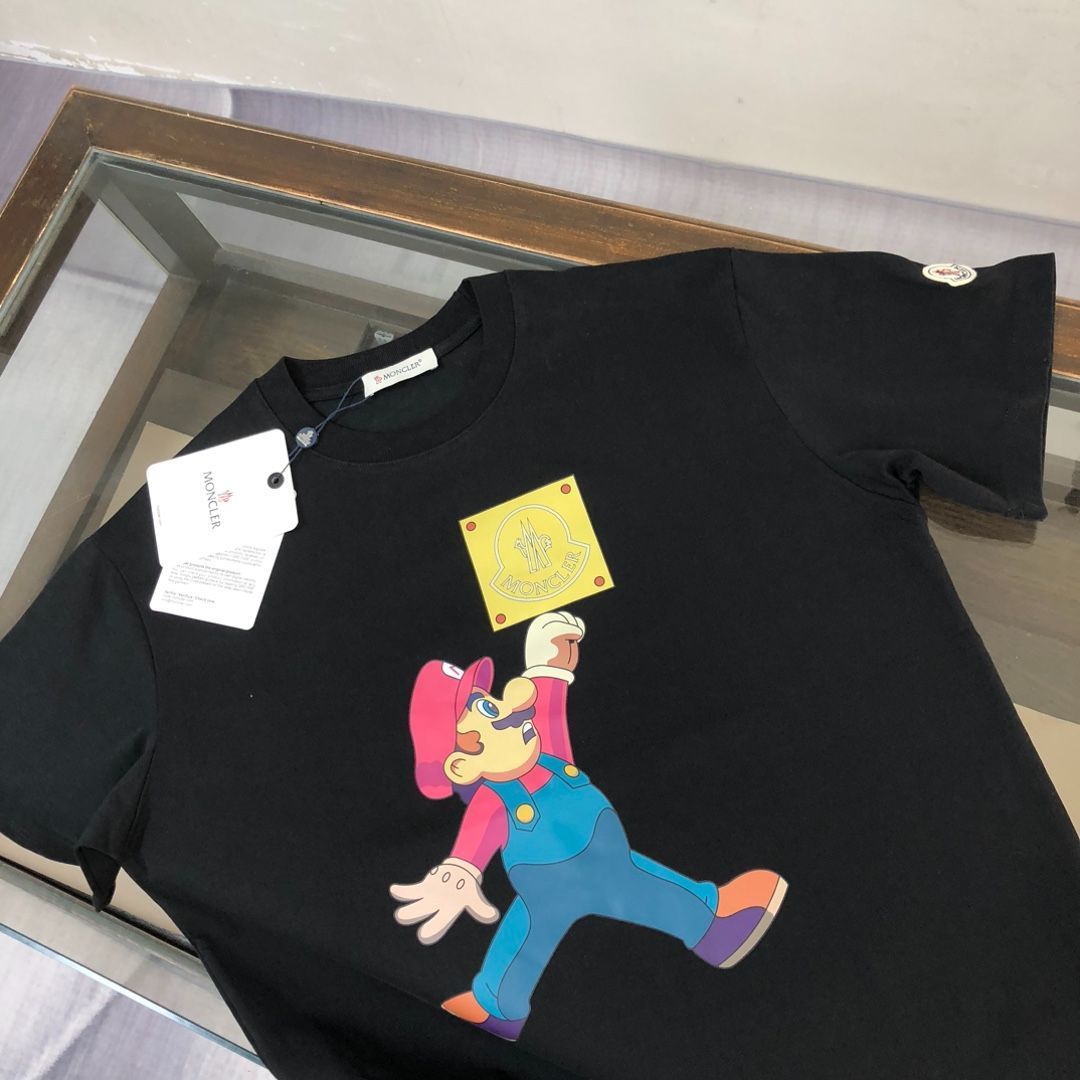 【本日限定特価】MONCLER 春夏 カップルTシャツ ブラック/ホワイト [本日特価|新品未使用品]
