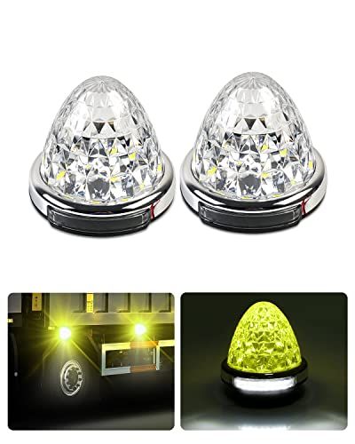 【防水IP67】Cartist LED サイドマーカーランプ トラック用 路肩灯 高輝度 両面発光 DC 10-50V 無極性 丸型 LEDマーカー 貨物車 トレーラー対応 色選択可 メッキリング 2個セット 耐高温PC素材 メッキ付き (2 ed7c021c