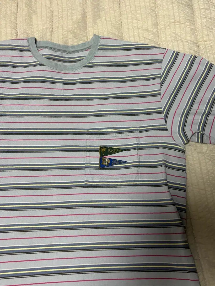 KAPITAL マルチ ボーダー ジャージ ペナント Tシャツ 3フラッグ ライト ブルー ブルー KAPITAL マルチ ボーダー ジャージ ペナント Tシャツ 3フラッグ ライト ブルー ブルー