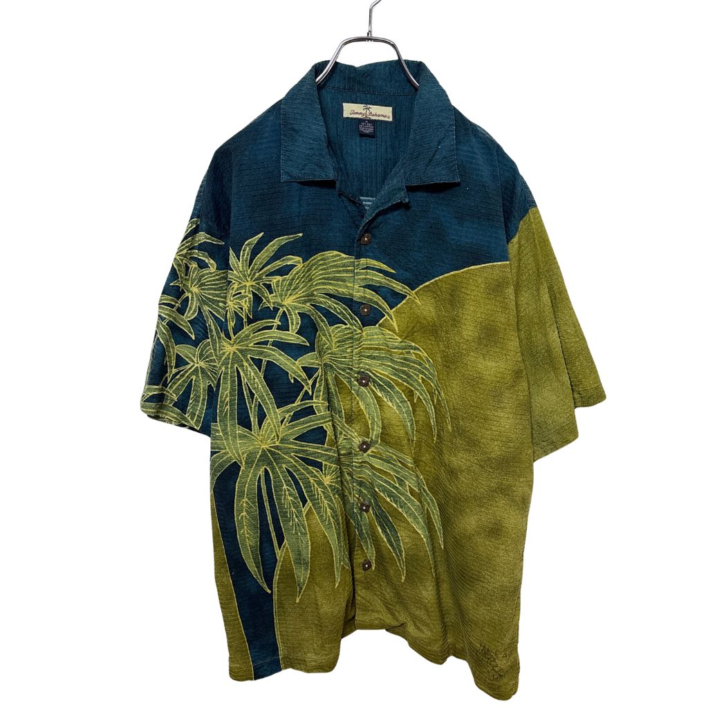【Tommy Bahama】 Silk Blend Palm Tree Aloha Shirt オープンカラーアロハシャツ ヤシの木 シルク混 S-6667
