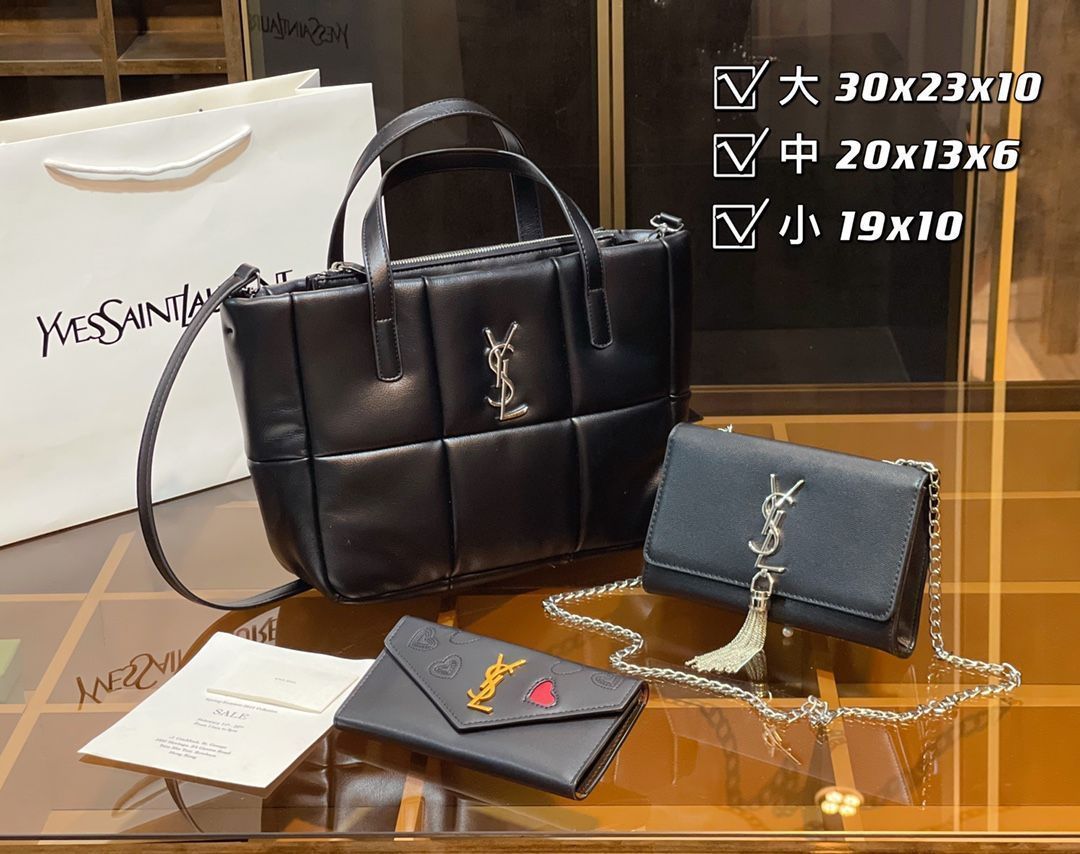 送料込☆YSL イヴサンローラン トートバッグ ショルダーバッグ 財布 3点セットバッグ