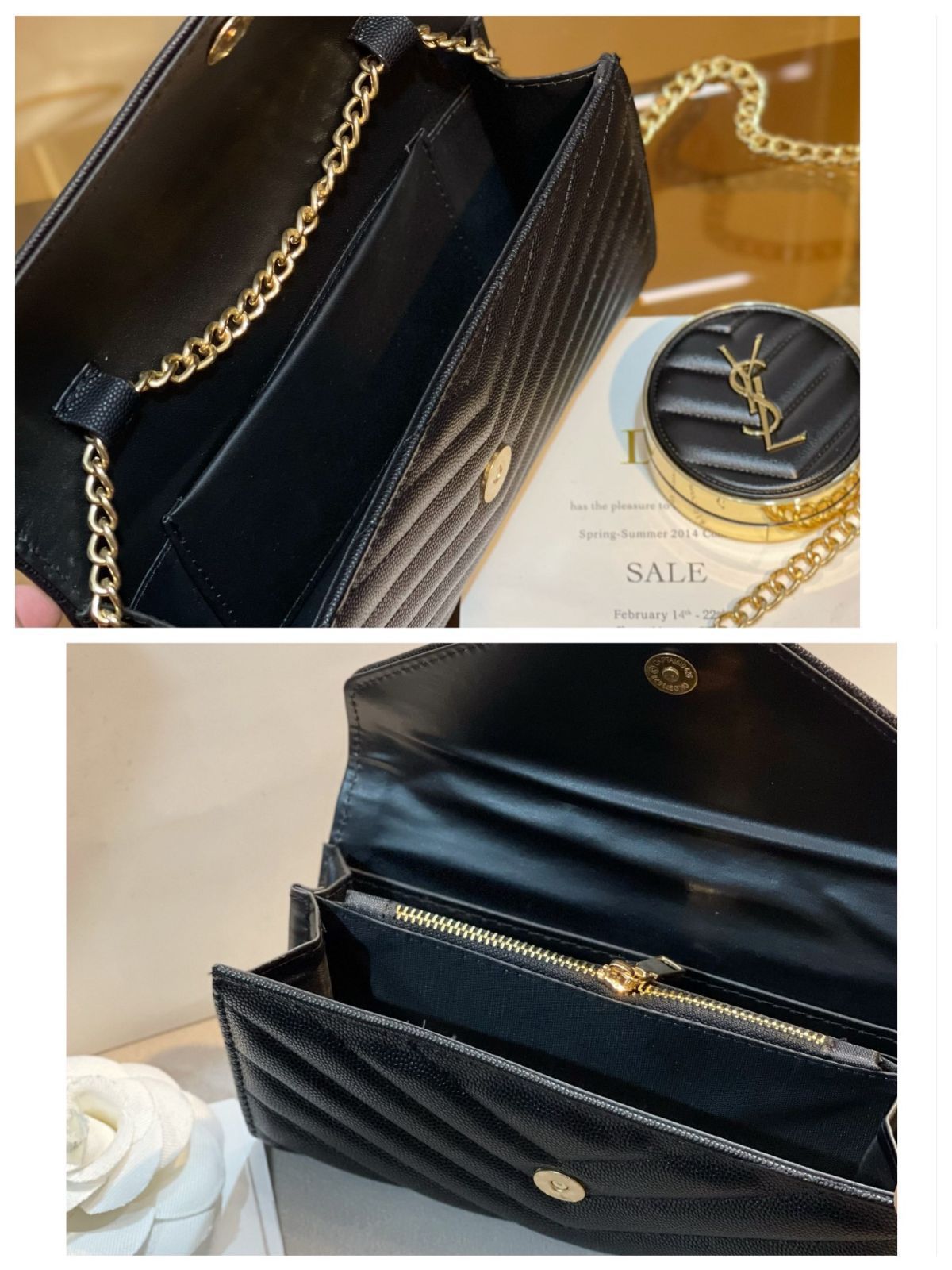 実物の画像 YSL サンローラン ショルダーバッグ ハンドバッグ 財布 3点セット
