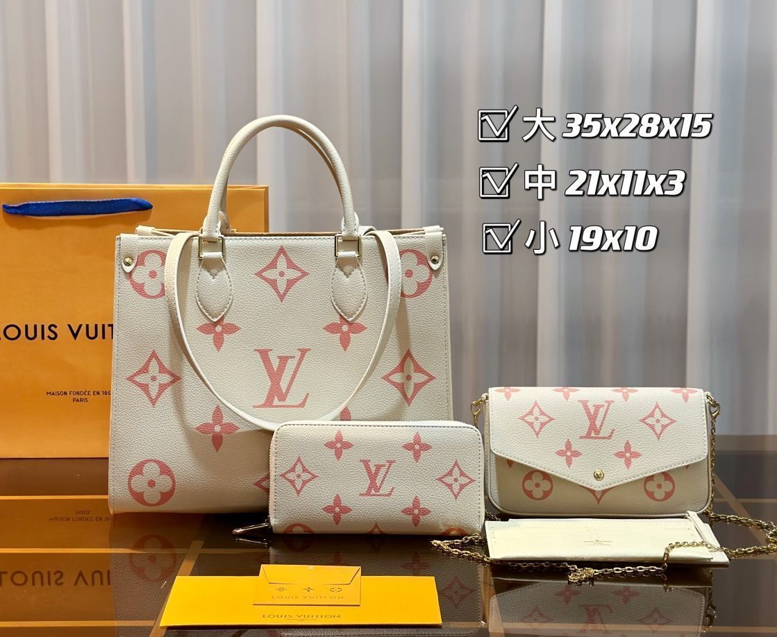 美品 LOUIS VUITTON ルイヴィトン ショルダーバッグ ハンドバッグ 財布 3点セットオンザゴー MM