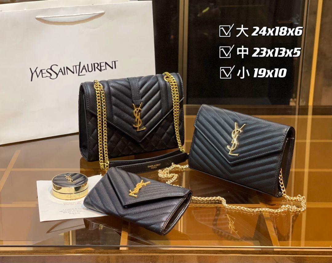 実物の画像 YSL サンローラン ショルダーバッグ ハンドバッグ 財布 3点セット