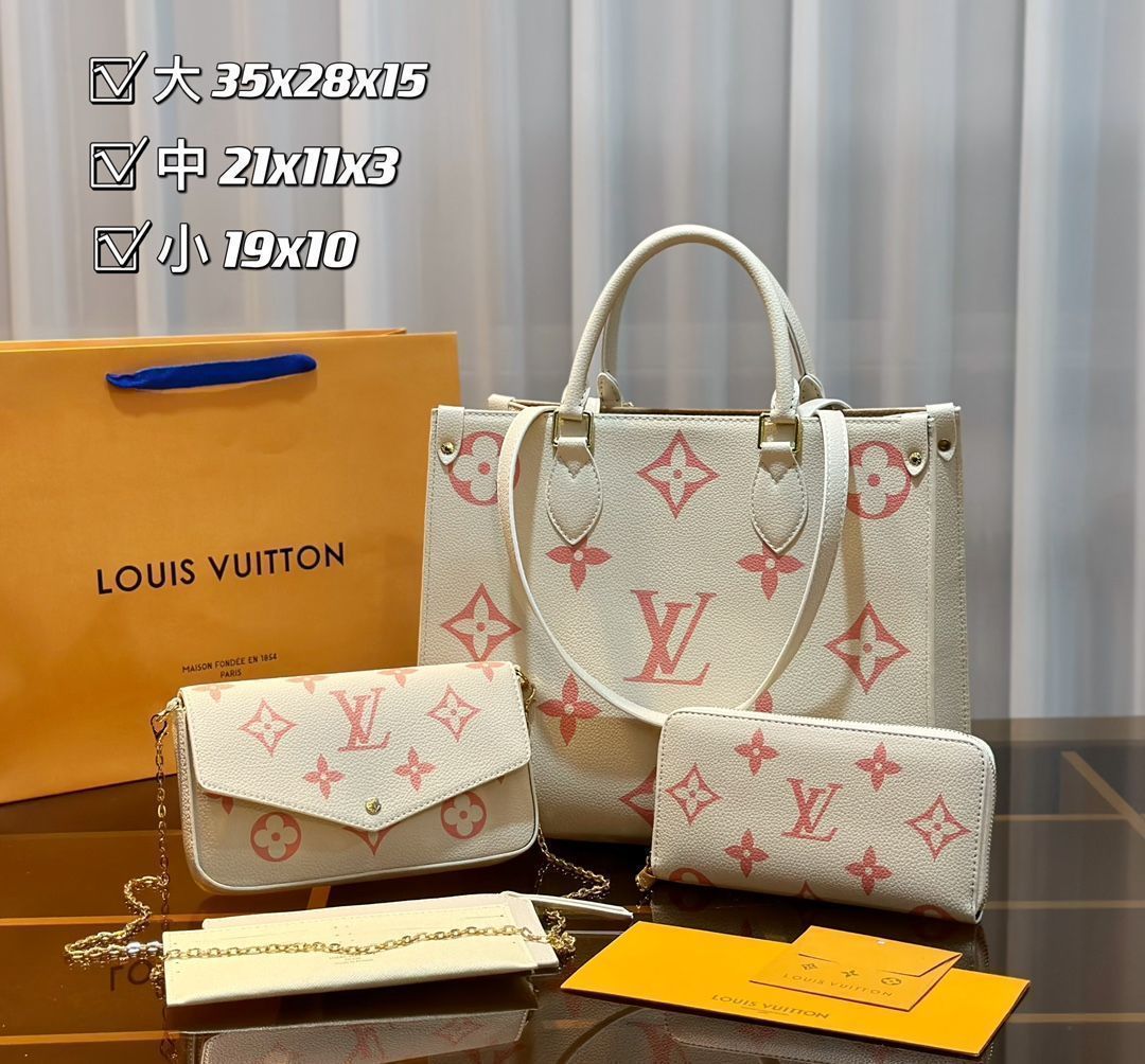 美品 LOUIS VUITTON ルイヴィトン ショルダーバッグ ハンドバッグ 財布 3点セットオンザゴー MM