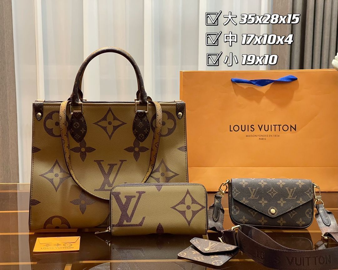 綺麗 LOUIS VUITTON ルイヴィトン ショルダーバッグ ハンドバッグ 財布 3点セット オンザゴー MM