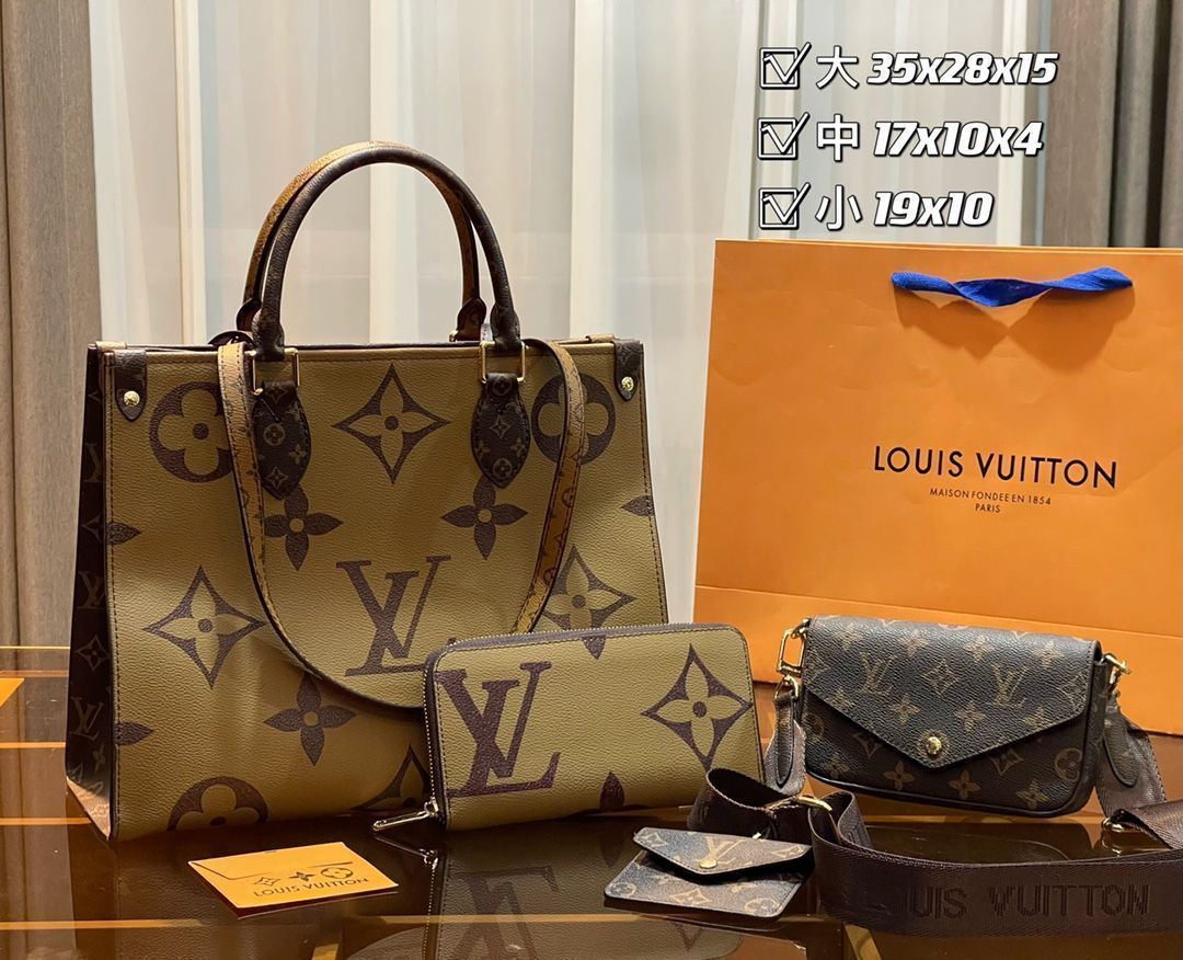 綺麗 LOUIS VUITTON ルイヴィトン ショルダーバッグ ハンドバッグ 財布 3点セット オンザゴー MM