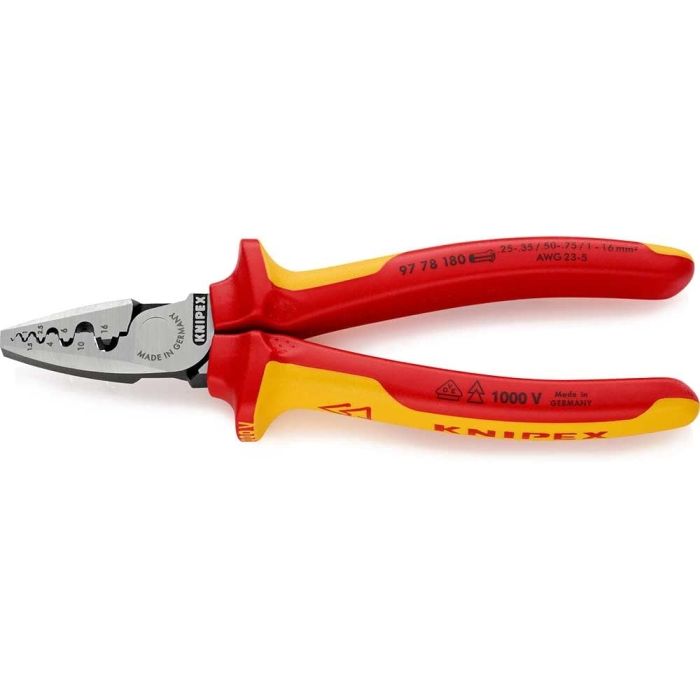 【新品・3営業日で発送】クニペックス KNIPEX 9778-180SB エンドスリーブ用絶縁圧着ペンチ