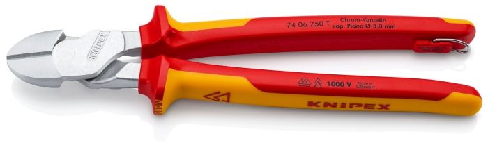 【新品・3営業日で発送】クニペックス KNIPEX 7406-250T T 絶縁強力斜ニッパー 落下防止