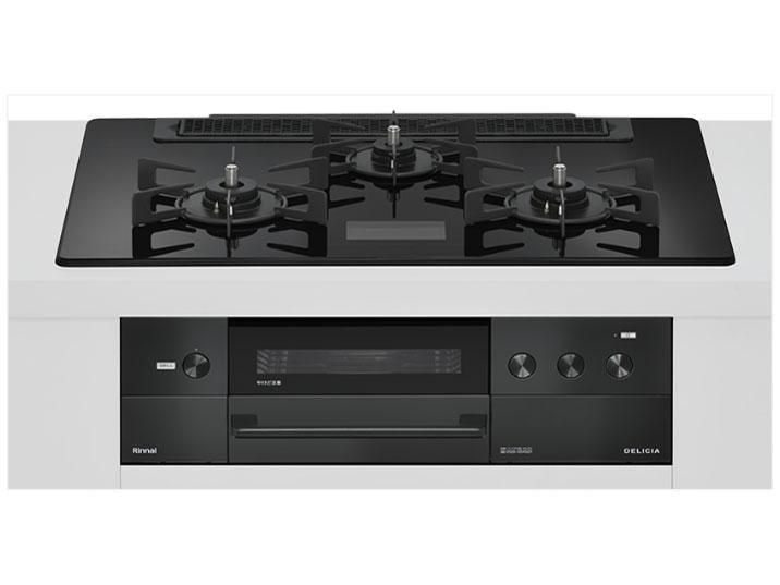 【新品・3営業日で発送】RINNAI リンナイ ビルトインガスコンロ プロパンガス用 両側強火タイプ 3口 75cm RHS71W38M17VCBW-LP クリスタルブラック DELICIA