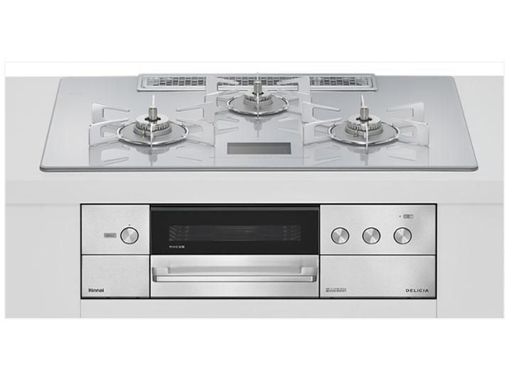【新品・3営業日で発送】RINNAI リンナイ ビルトインガスコンロ プロパンガス用 両側強火タイプ 3口 75cm RHS72W38M14VNSTW-LP アローズホワイト DELICIA