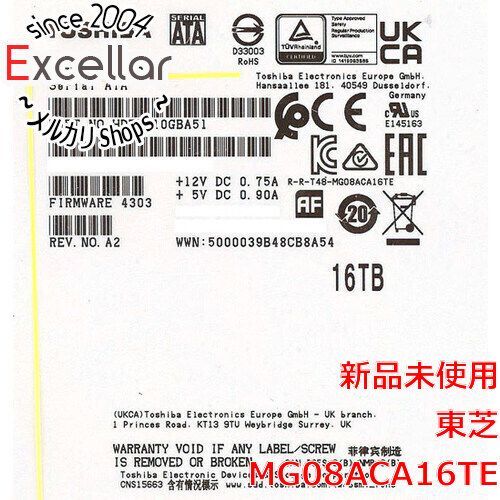 [bn:10] 【新品訳あり(箱きず・やぶれ)】 TOSHIBA HDD　MG08ACA16TE　16TB SATA600 7200