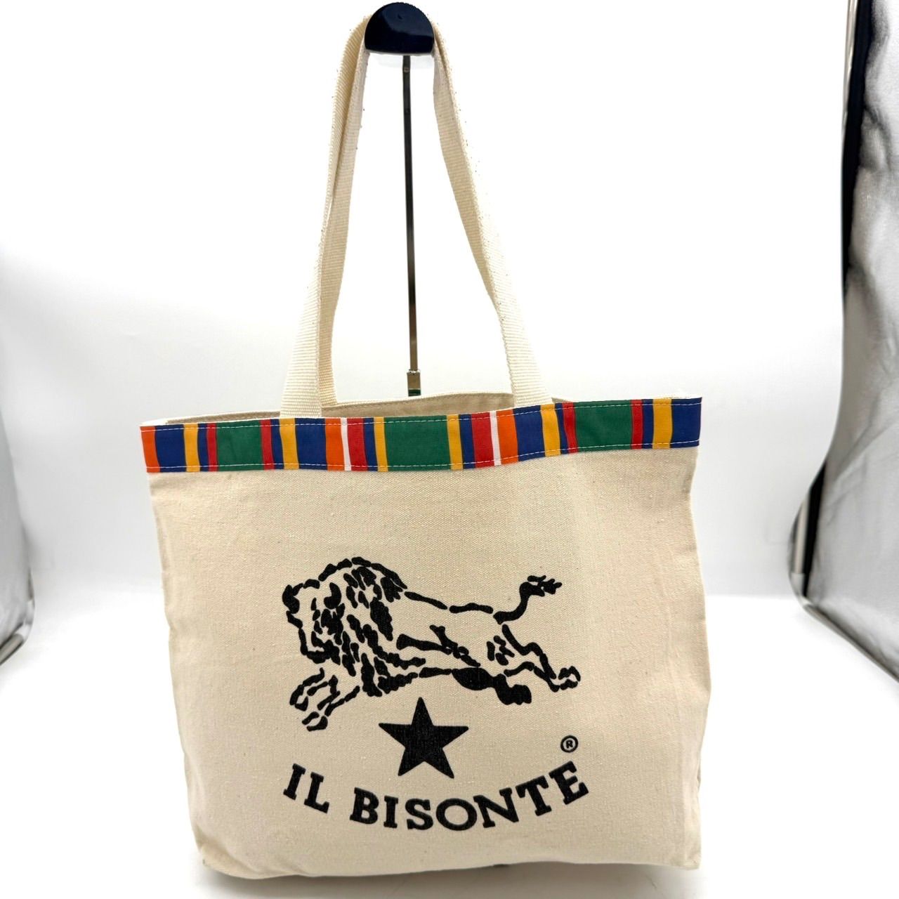 イルビゾンテ ILBISONTE トートバッグ キャンバス 生成り ロゴ 良品