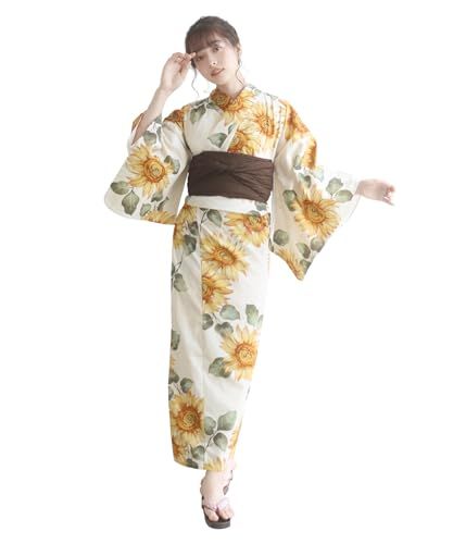 [KYOETSU] [キョウエツ] 浴衣セット 変わり織 生成り 2点セット(浴衣、兵児帯) レディース A