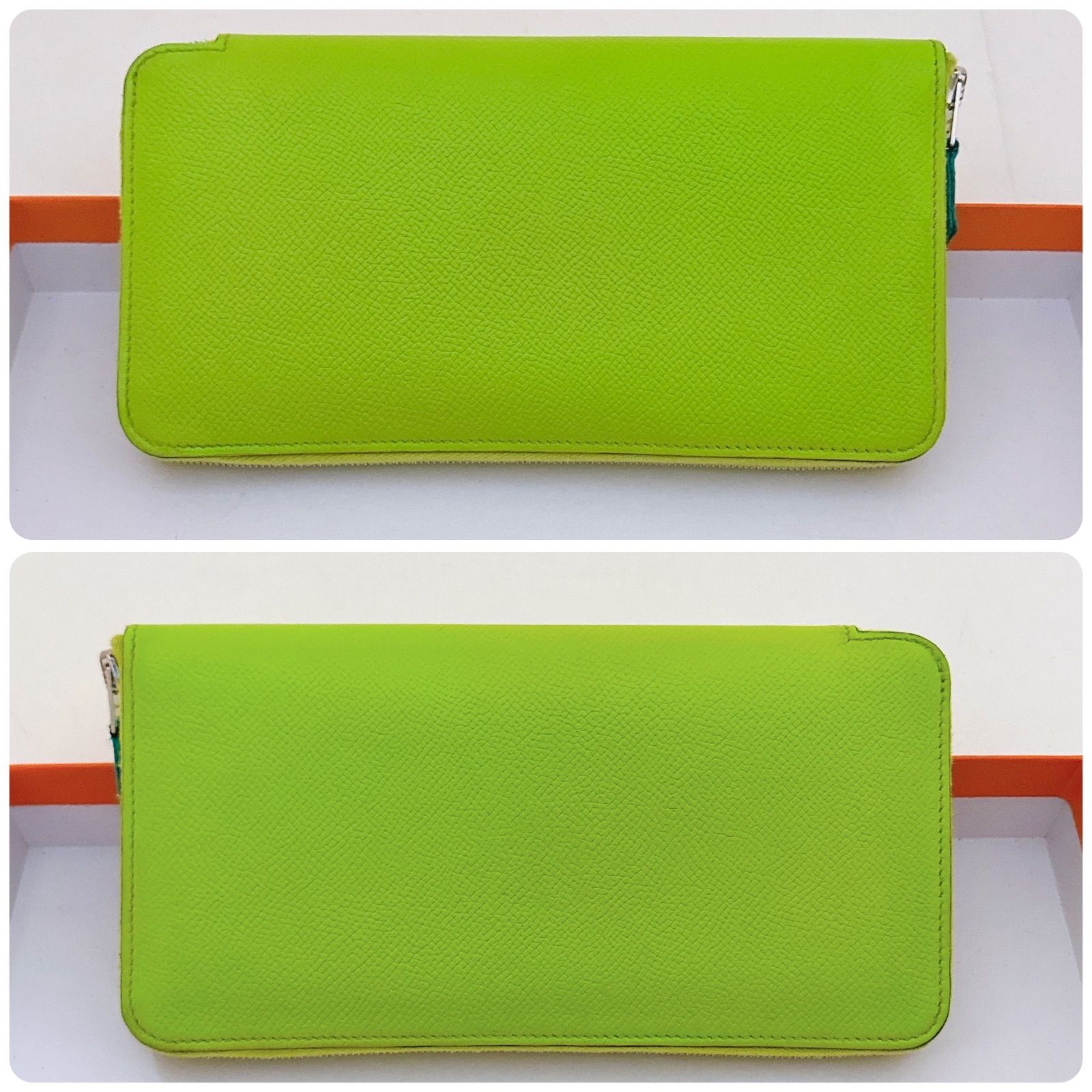 HERMES アザップシルクイン ロングウォレット ライムグリーン ラウンド 