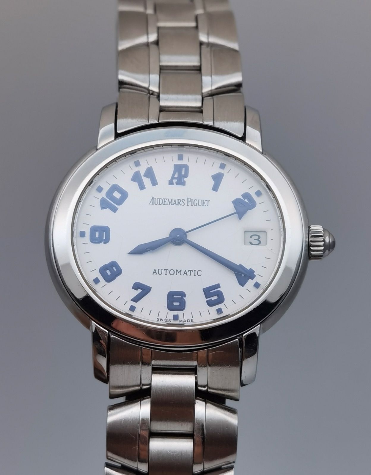 中古 保証書付き オーデマ・ピゲ AUDEMARS PIGUET ミレネリー 79349ST/O/1136ST/02 デイト SS シルバー文字盤 自動巻き レディース 腕時計