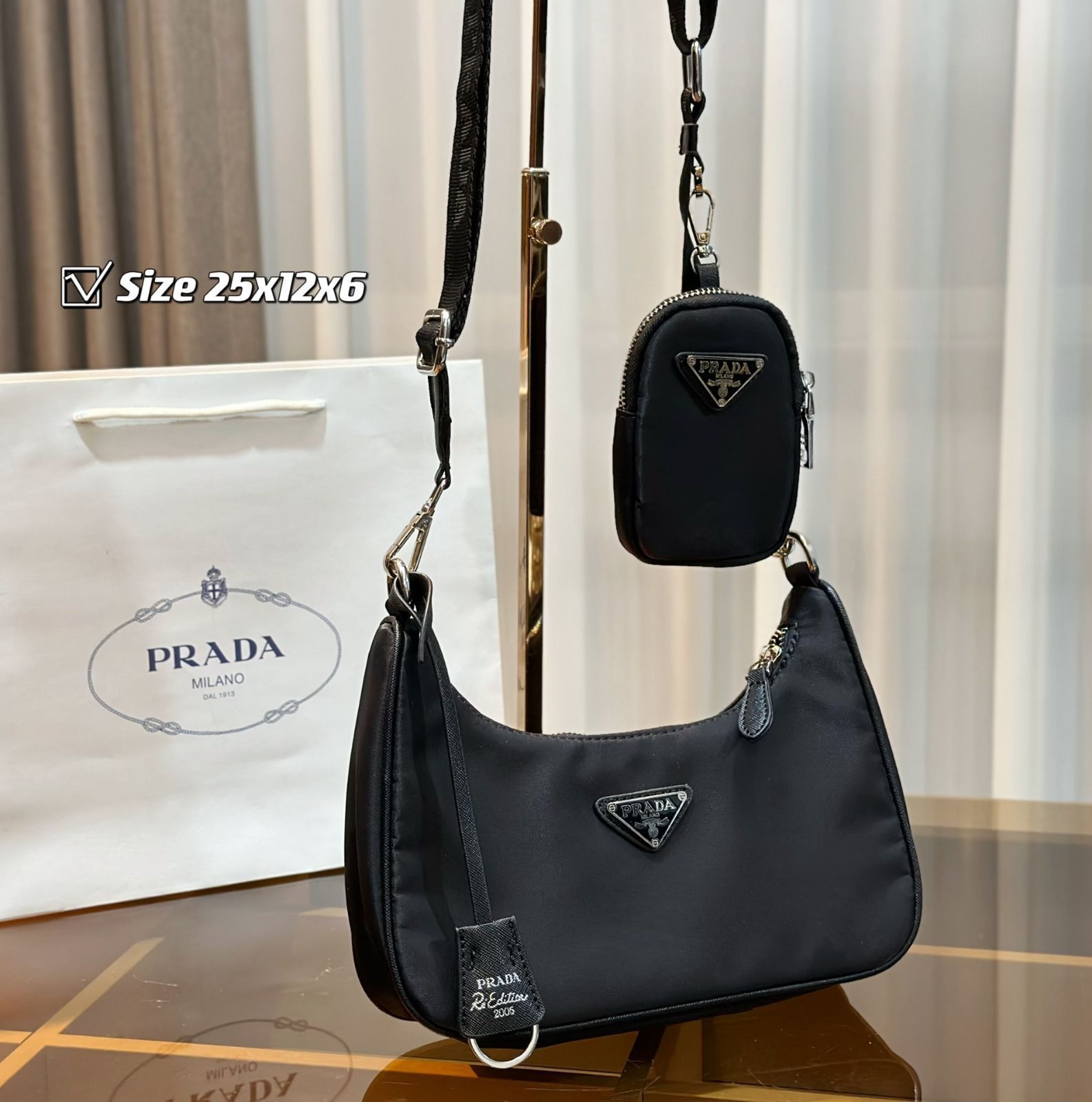 極美品 プラダ PRADA ショルダーバッグ ハンドバッグ 財布 3点セット 