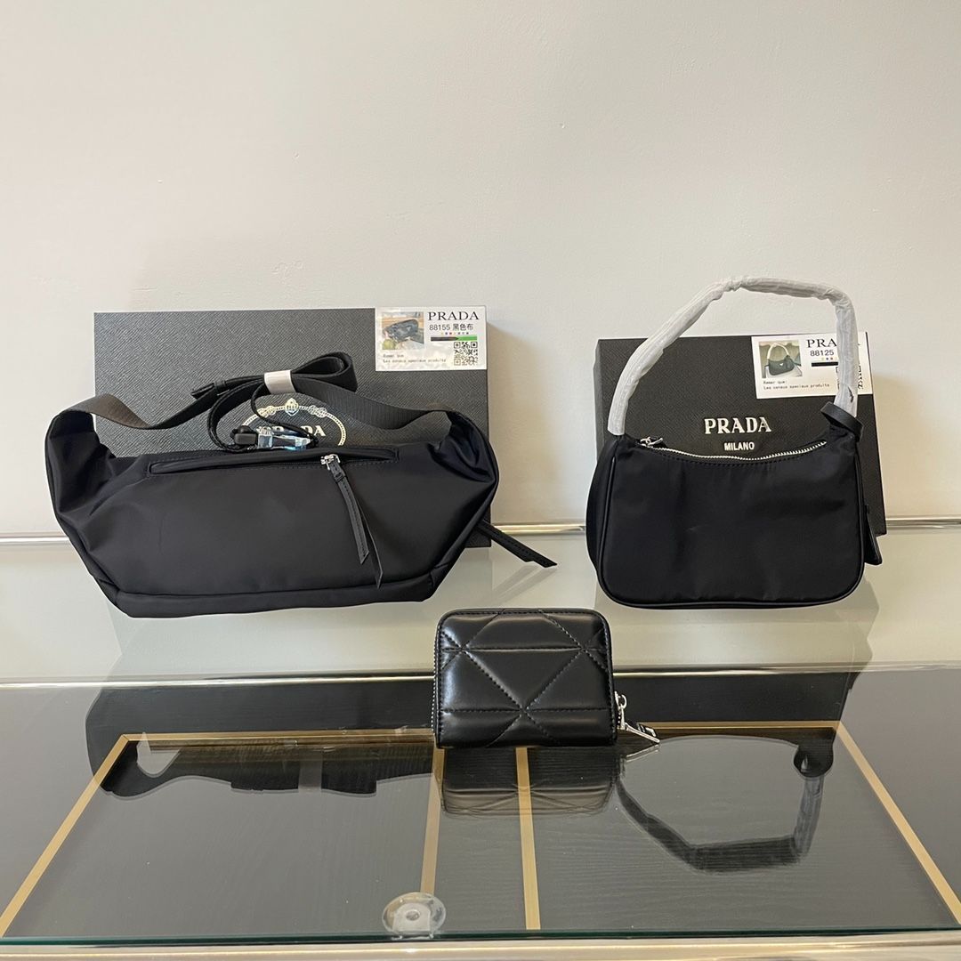 本日特価] TOP New 2024 高品質3点セット - Prada ウエストバッグ + 