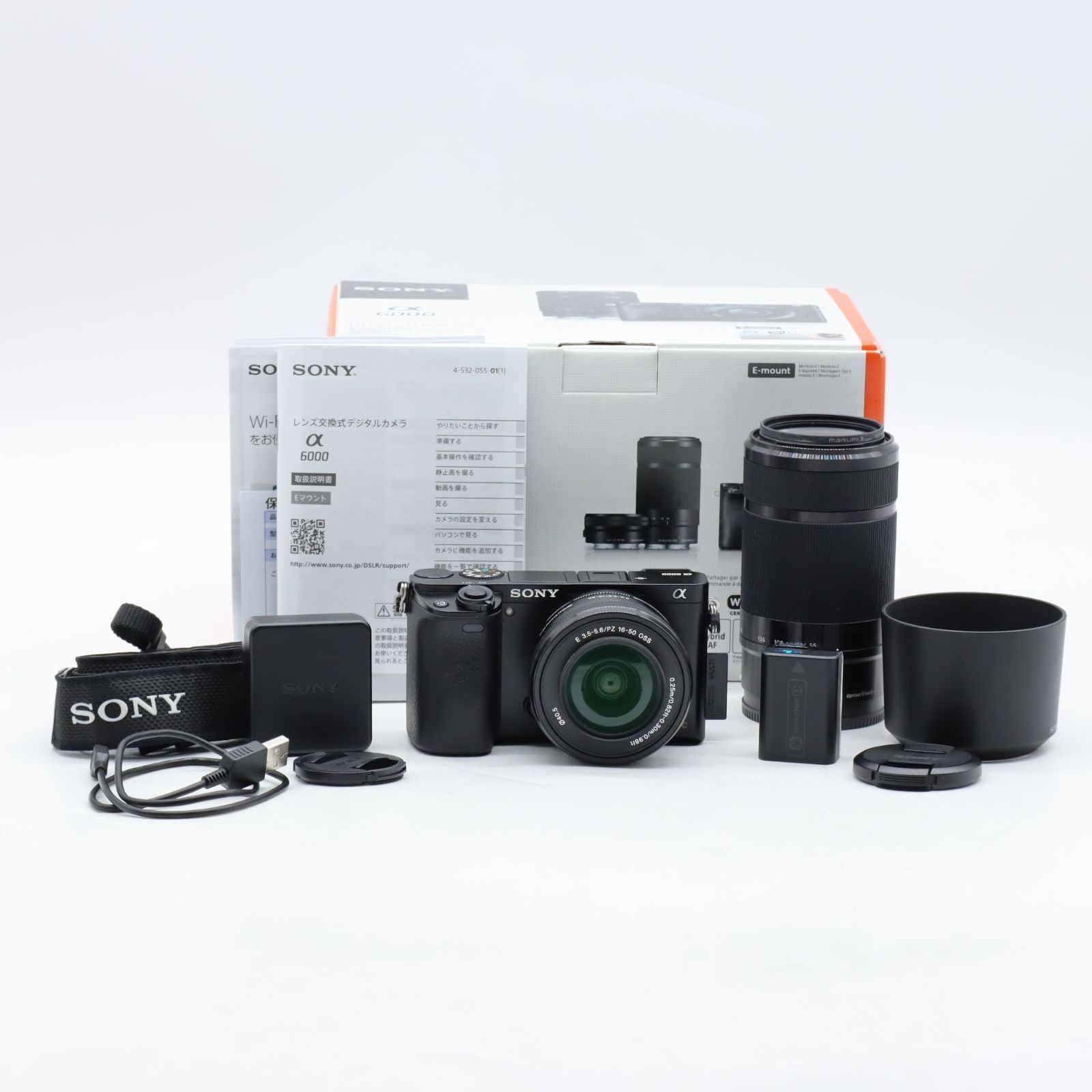 ショット数7491回 SONY ミラーレス一眼 α6000 ダブルズームレンズキット E PZ 16-50mm F3.5-5.6 OSS + E 55-210mm F4.5-6.3 OSS ブラック ILCE-6000Y B #5136