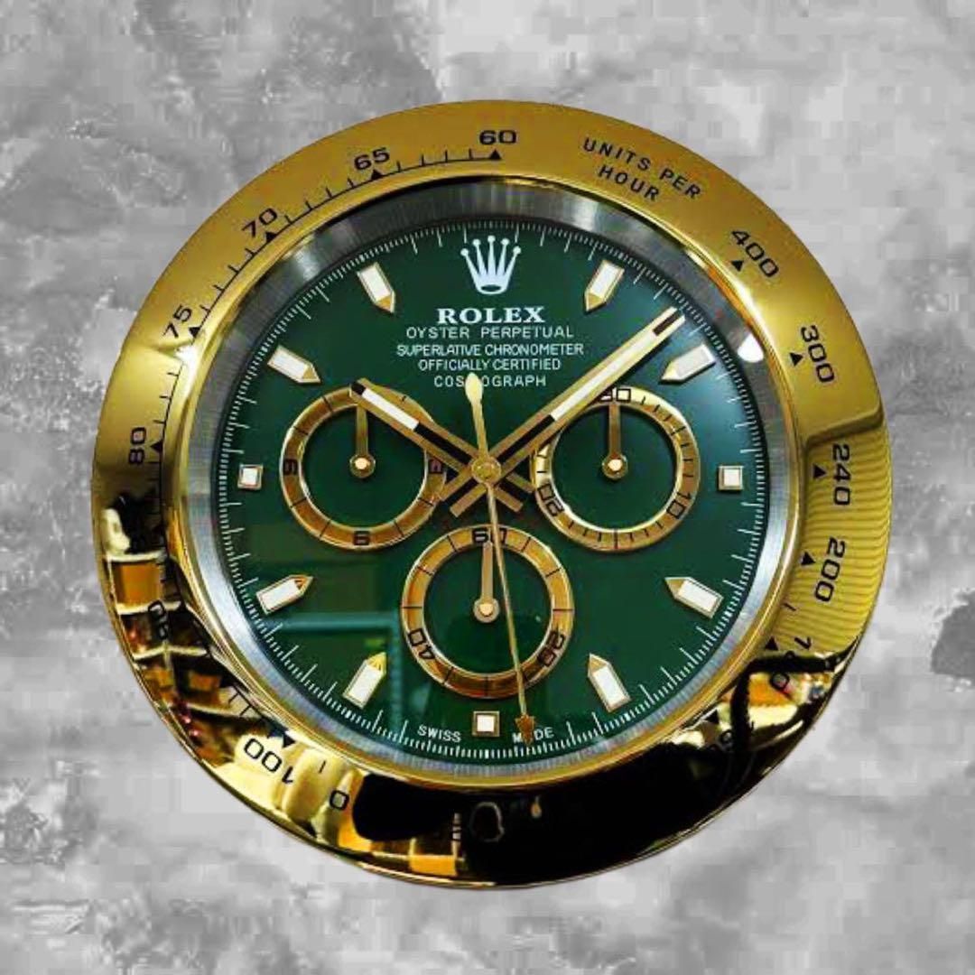 リプロダクト品　ROLEX希少品　ロレックス　金　緑　デイトナ　掛け時計-WTO輸入2