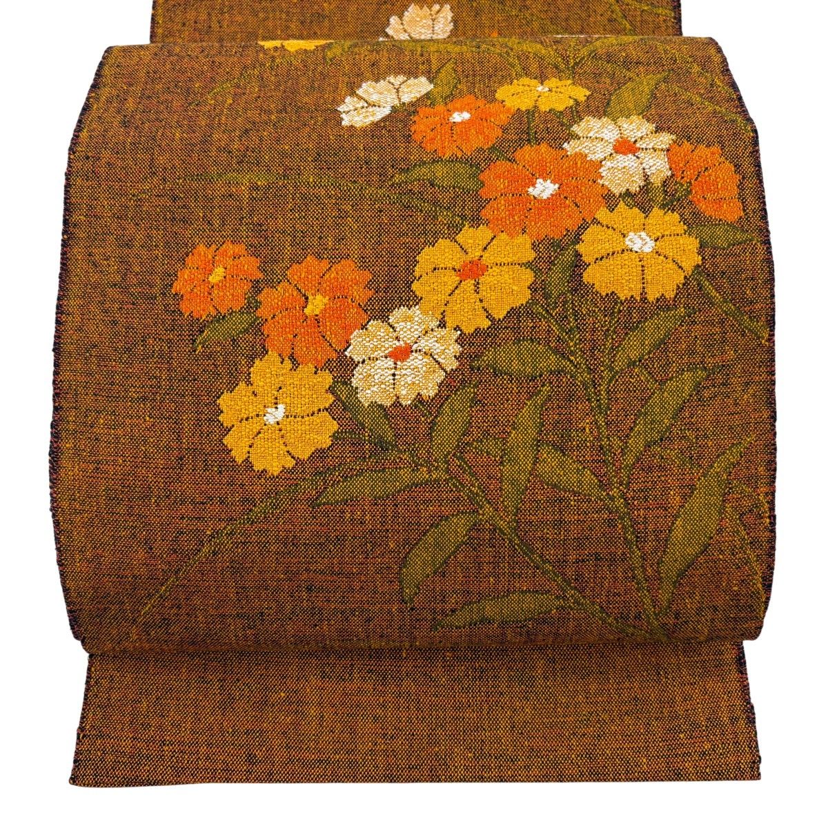 名古屋帯 優品 草花 山吹茶色 正絹 【中古】 - メルカリ