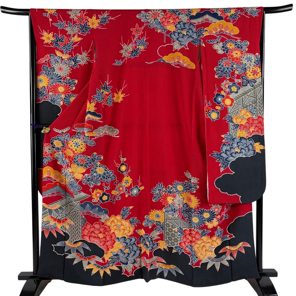 栗山吉三郎】 高級和染紅型振袖 ≪御仕立て上がり・中古美品