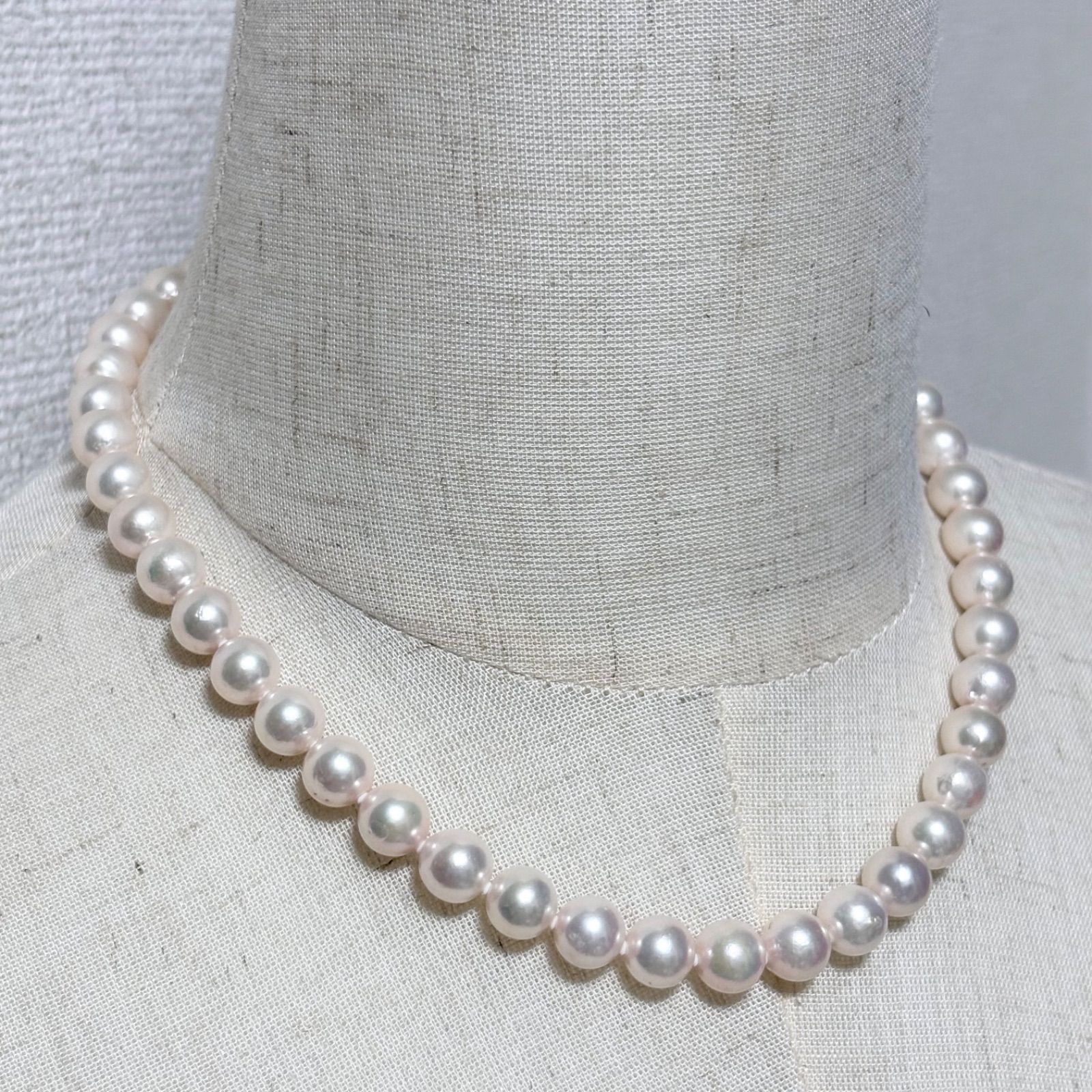 照り・艶◎】 本真珠 あこや真珠 パール ネックレス 8.8~9.3mm silver