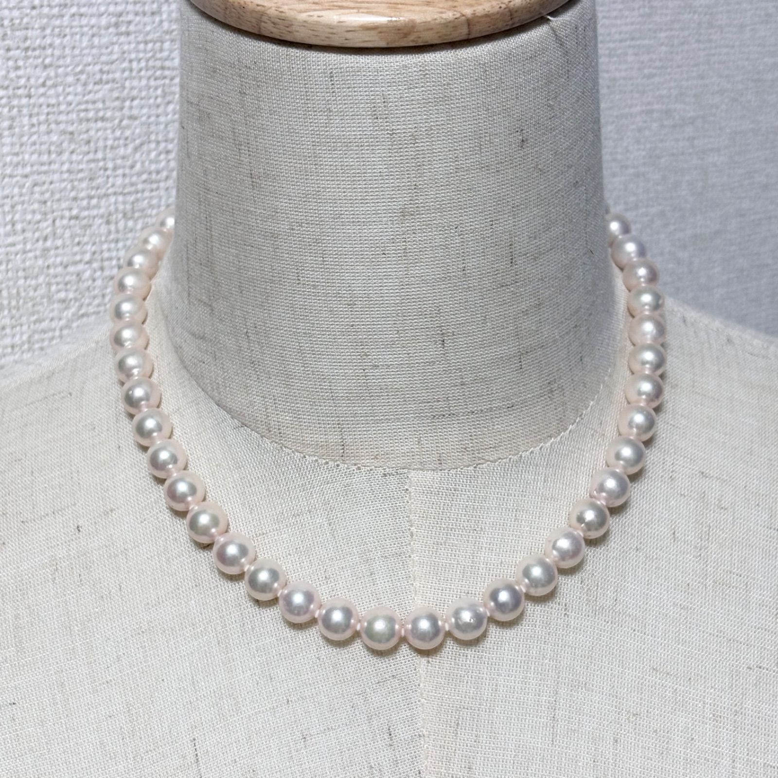 照り・艶◎】 本真珠 あこや真珠 パール ネックレス 8.8~9.3mm silver