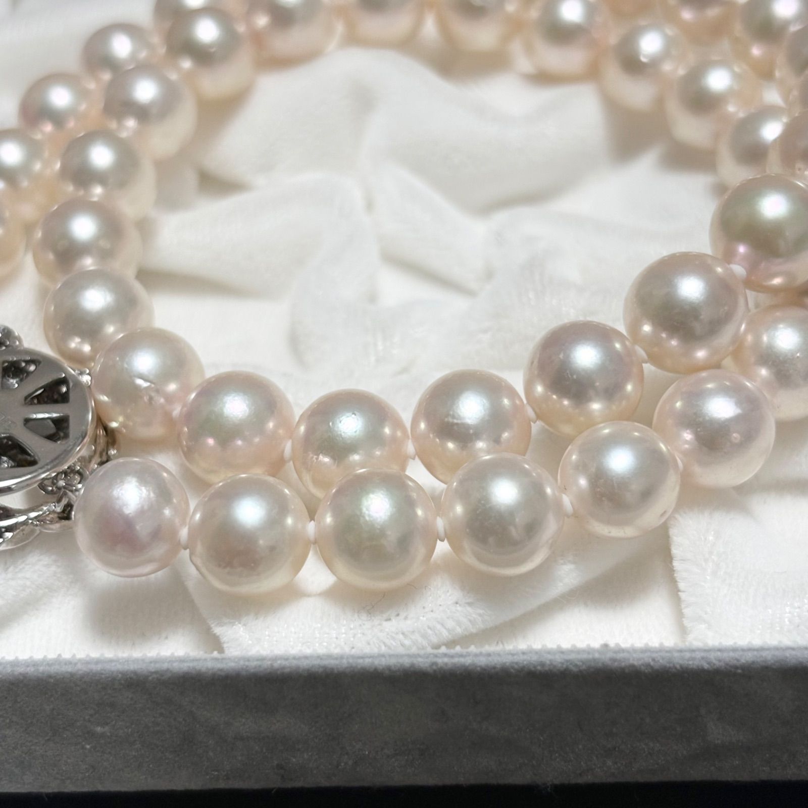 照り・艶◎】 本真珠 あこや真珠 パール ネックレス 8.8~9.3mm silver