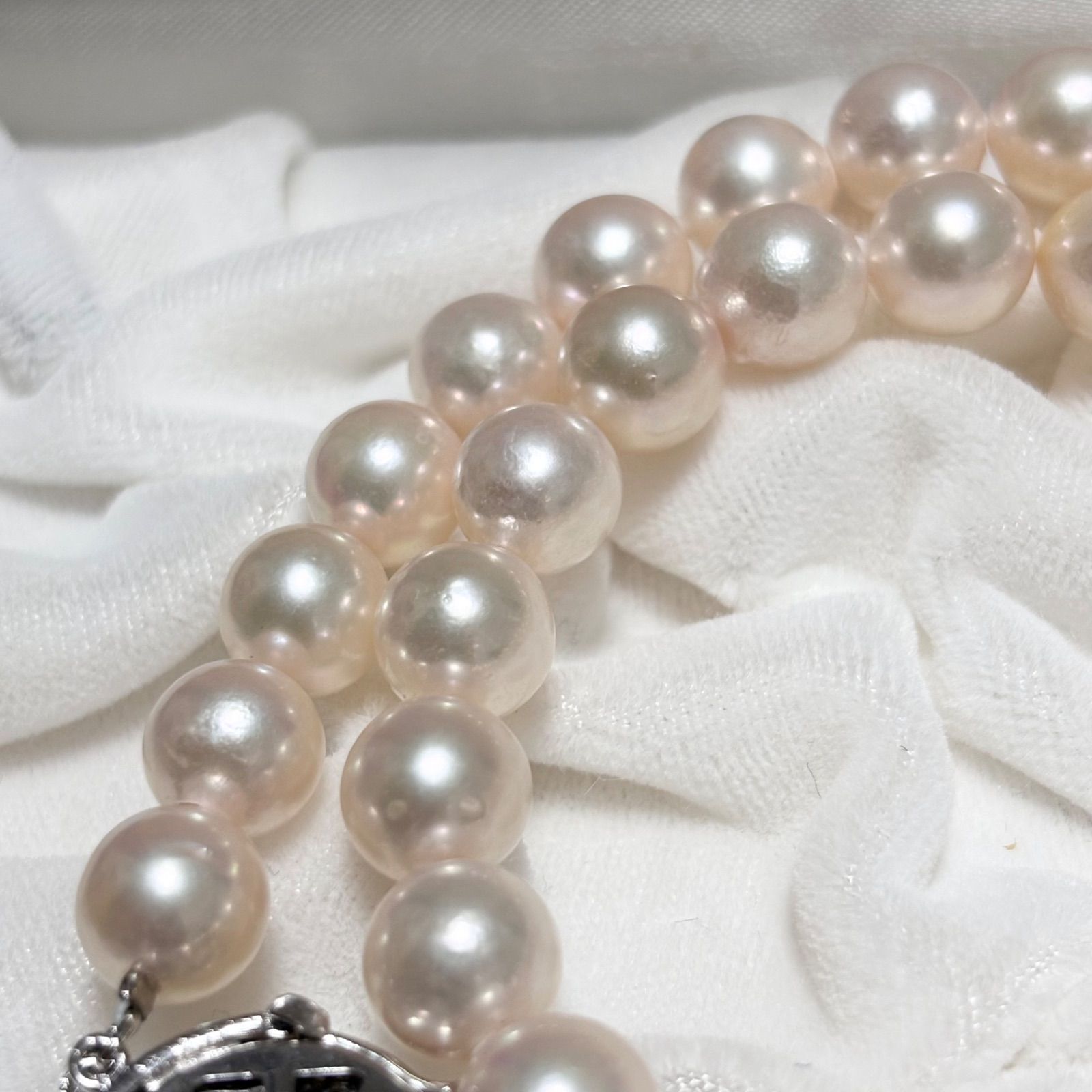 照り・艶◎】 本真珠 あこや真珠 パール ネックレス 8.8~9.3mm silver 