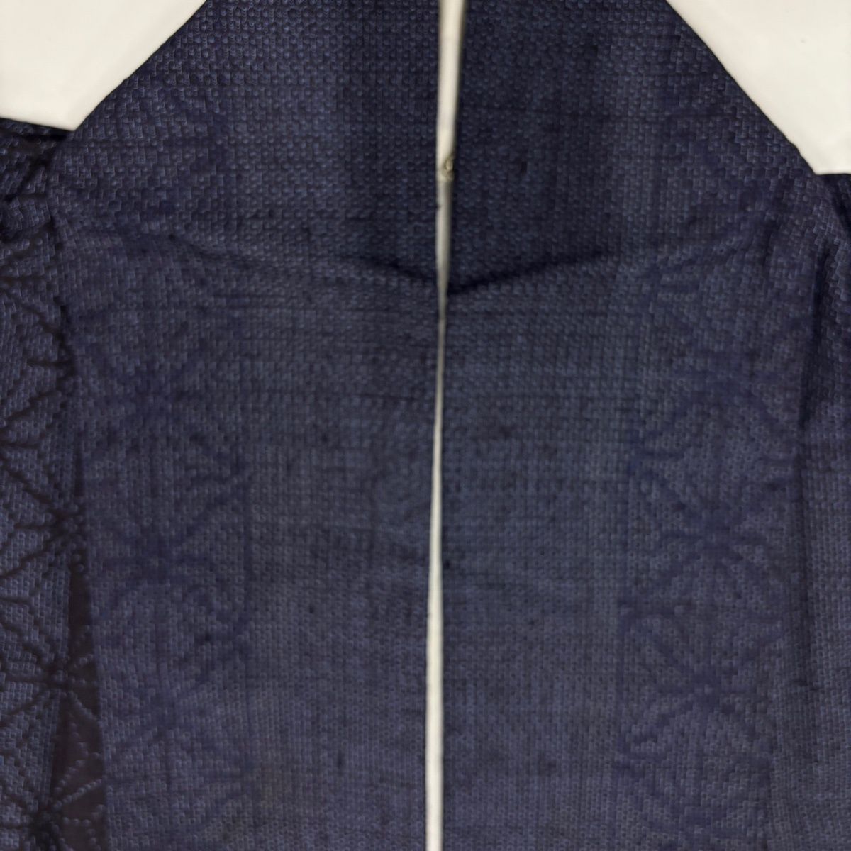 美品】 紬 身丈159cm 裄丈66cm M 袷 麻の葉 亀甲絣 濃紫 正絹 秀品 