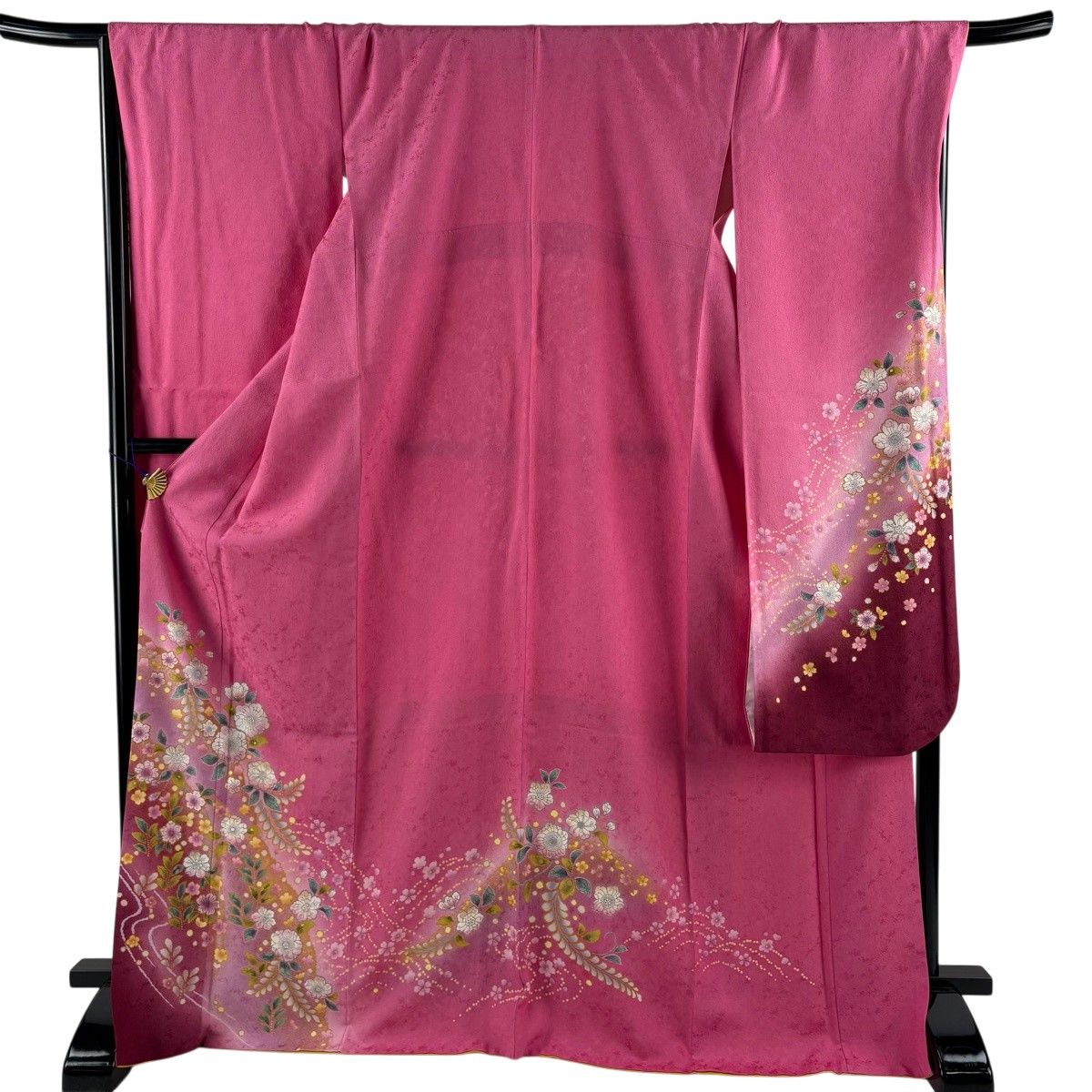 【美品】 振袖 身丈172cm 裄丈69.5cm L 袷 辻が花柄 桜 染め分け ぼかし ピンク 正絹 秀品 【中古】 9,086円