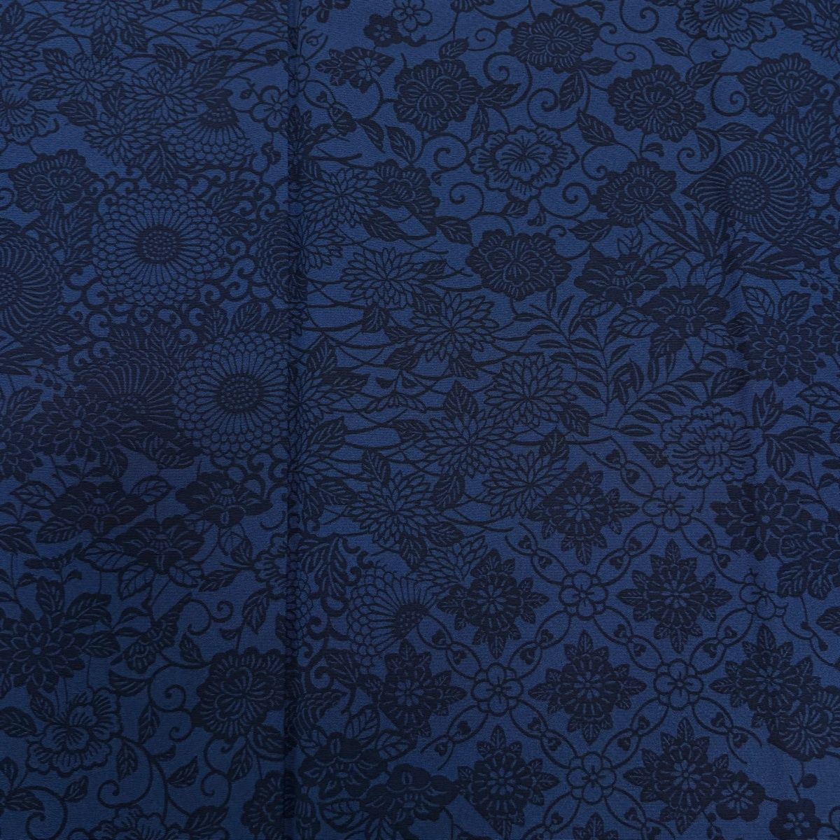 美品】 江戸小紋 身丈158cm 裄丈62cm S 袷 菊 花唐草 藍色 正絹 秀品
