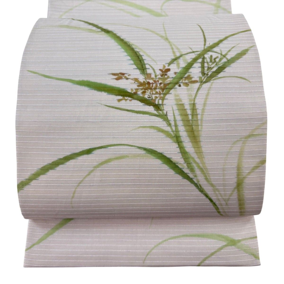 袋帯 名品 落款 証紙 夏帯 草花 灰茶 お太鼓柄 正絹 【中古】