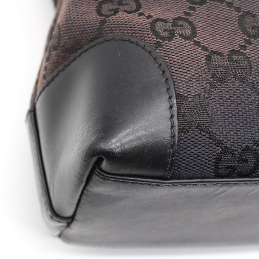 良品】GUCCI GG柄 キャンバス トートバッグ 肩掛け レザー ブラック