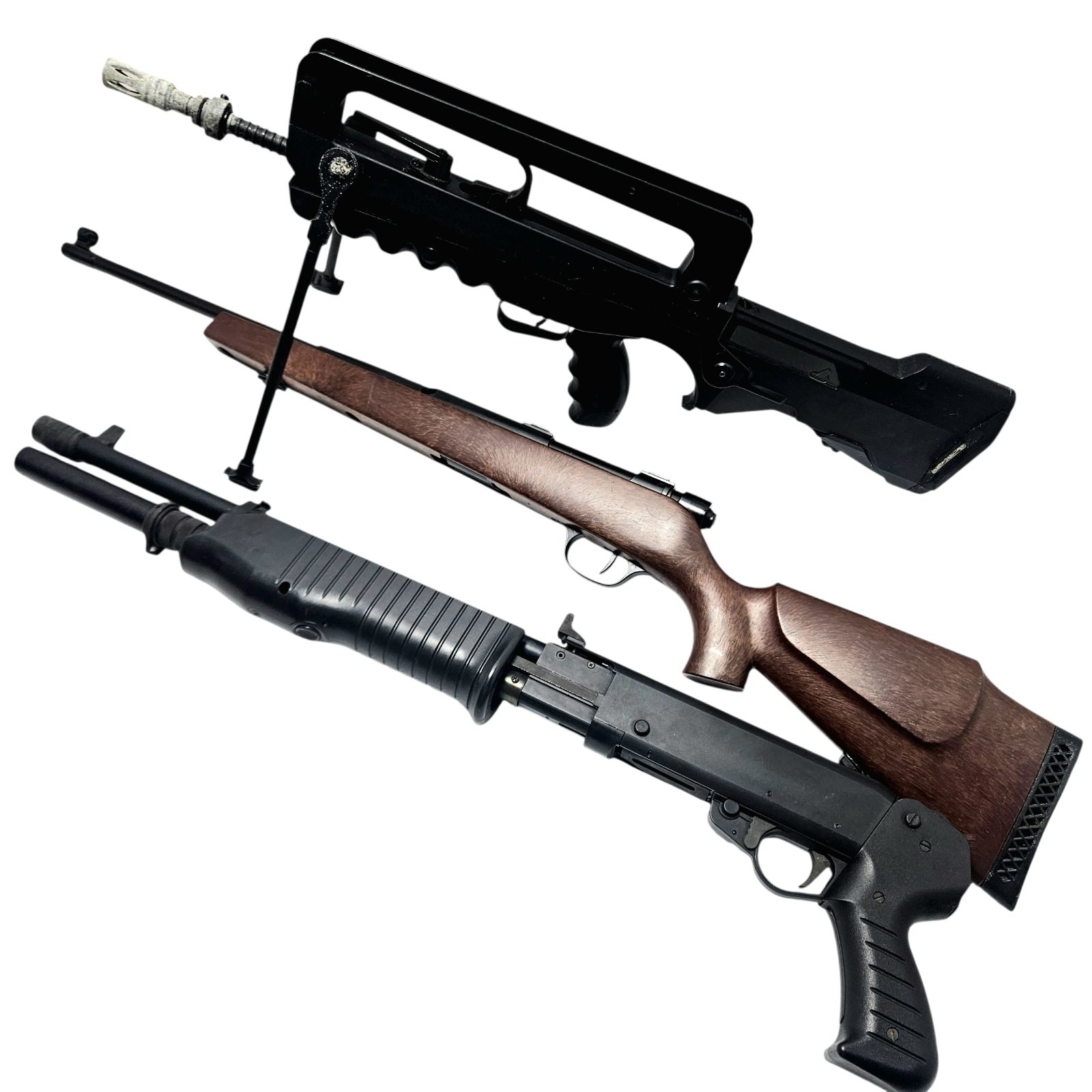 【ジャンク】東京マルイ SPAS-12 FA-MAS 木製ライフル エアガン3本セット