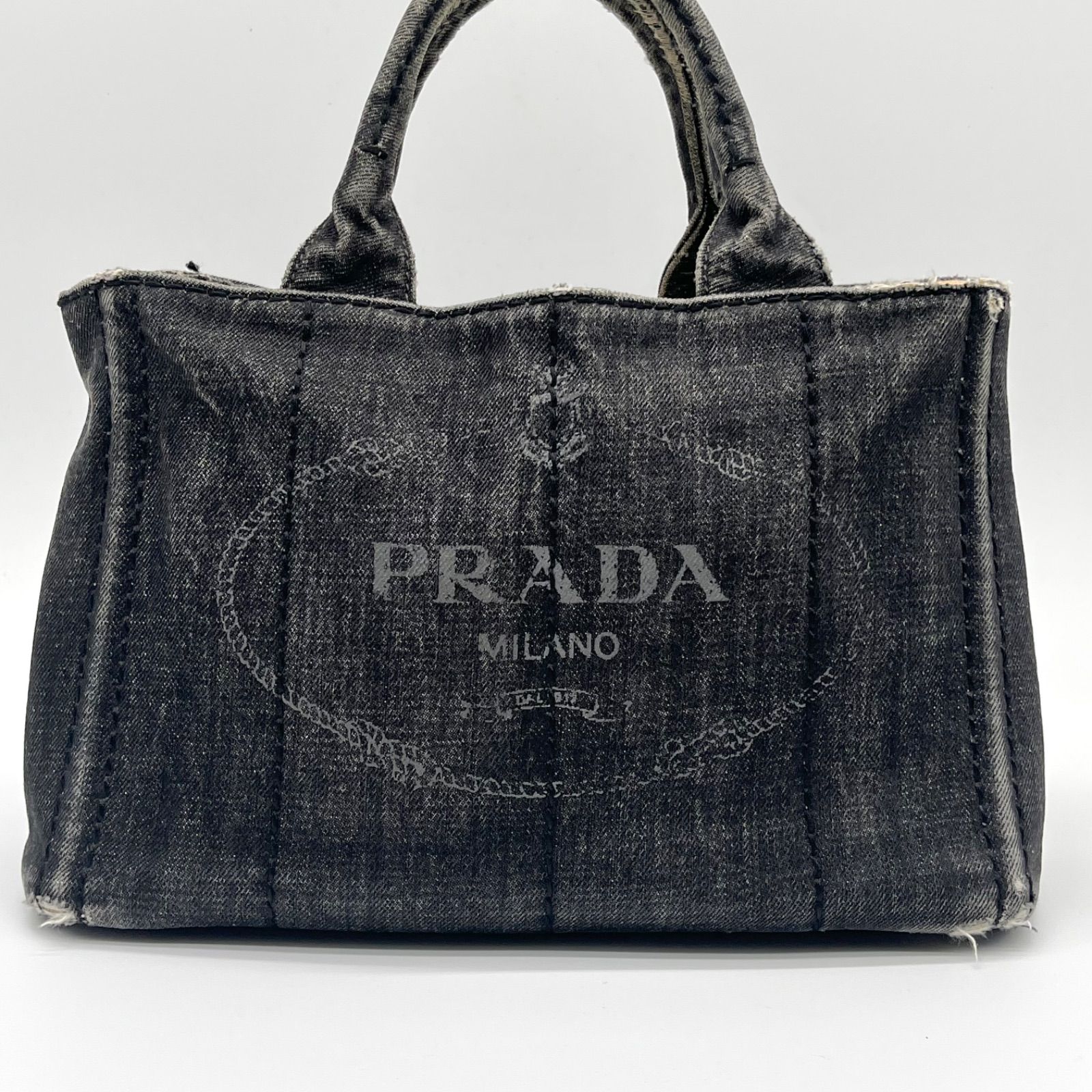 PRADA プラダ カナパ Mサイズ デニム トートバッグ ハンドバッグ 