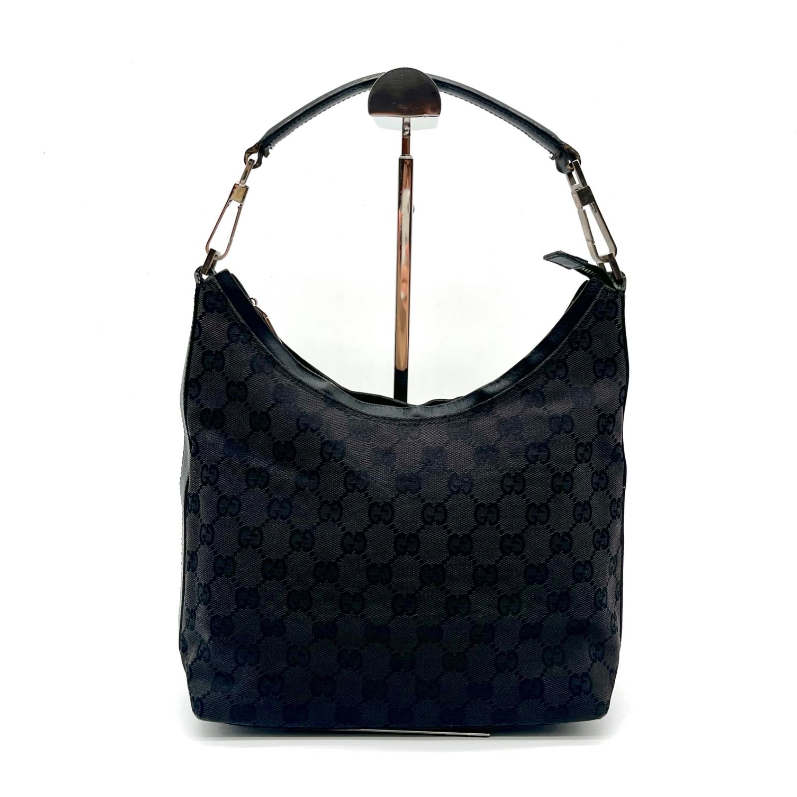 美品◎GUCCI グッチ GGキャンバス ホーボーバッグ ワンショルダーバッグ ブラック 000 0602