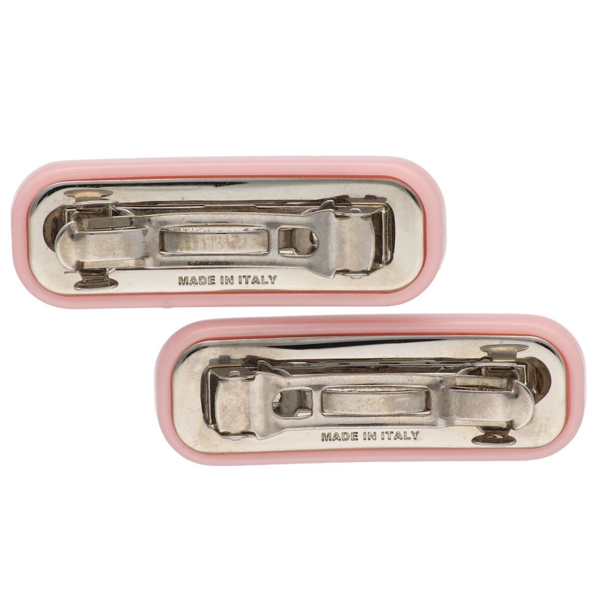 中古】 MIU MIU ミュウミュウ クリスタルロゴバレッタ ピンク 2個