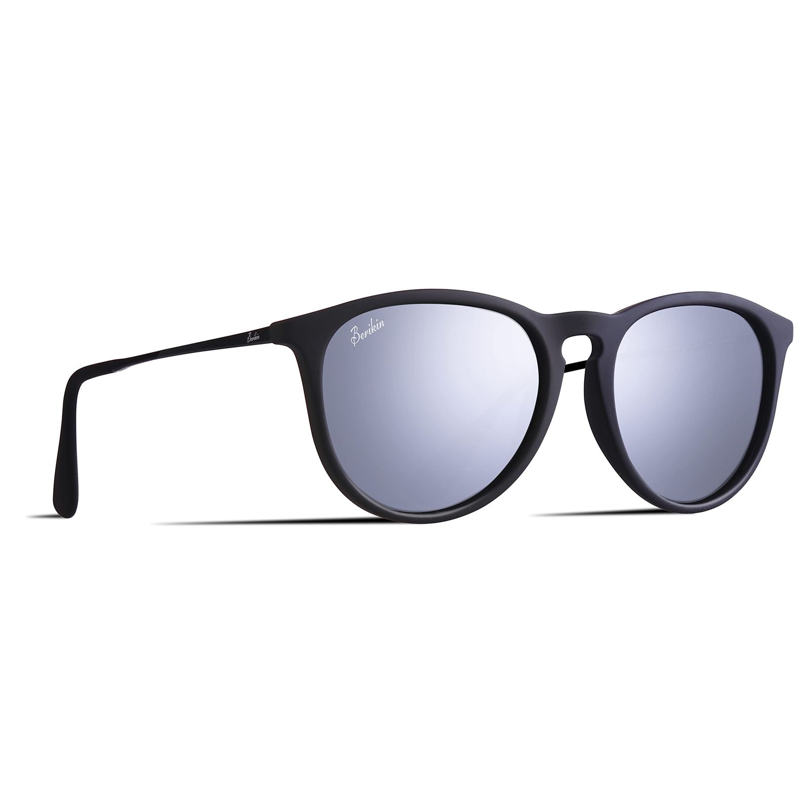 [Berikin] サングラス 超軽量19g 偏光レンズ メンズ レディース UV400 UVカット 紫外線カット エリカ sunglass for men women (マットブラック／シルバーミラー) 0