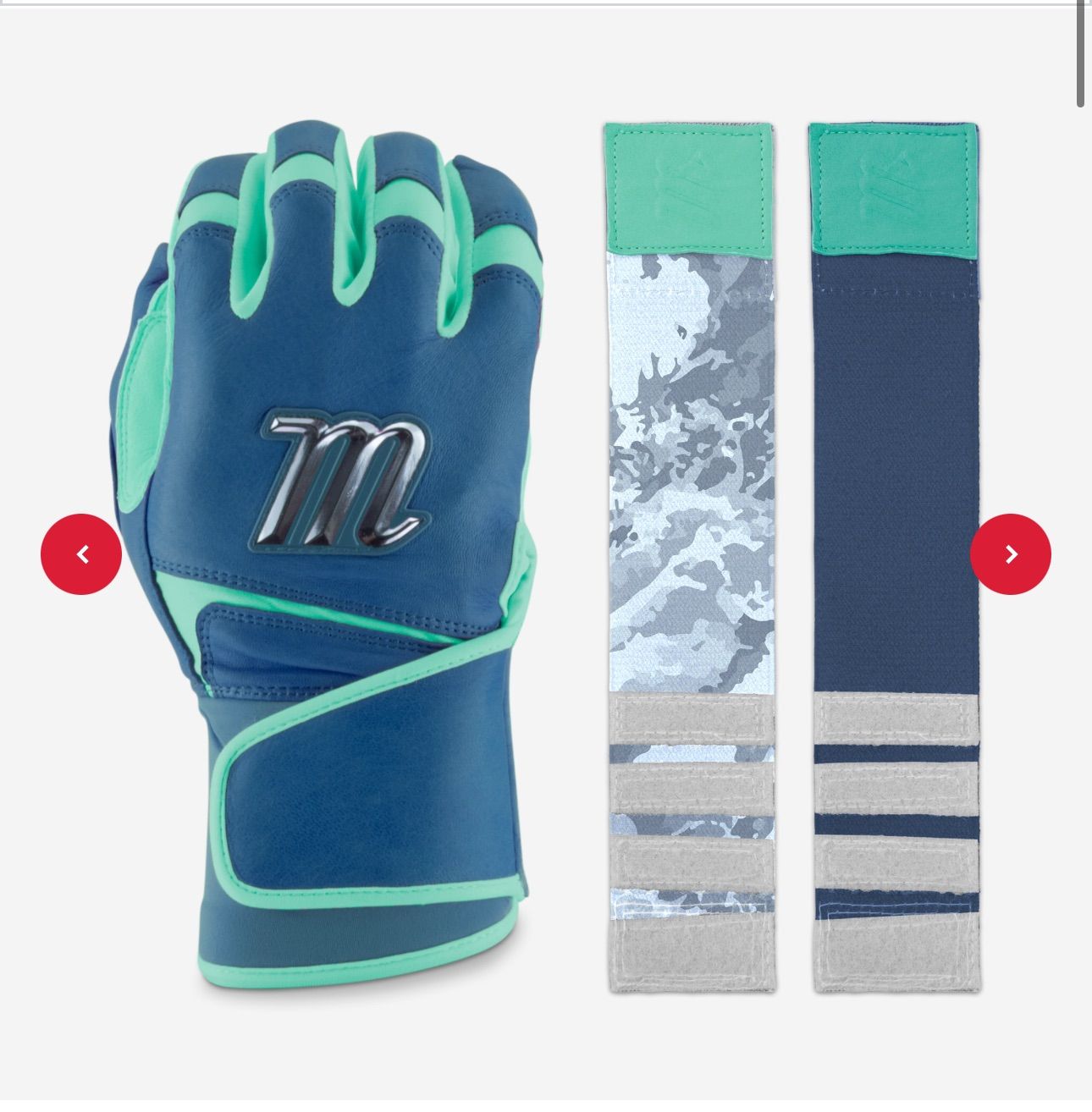 【プロ仕様】マルーチ MARUCCI バッティンググローブ フィット感抜群 ロングタイプ 野球用品　REMX BATTING GLOVES - BLUE/MINT