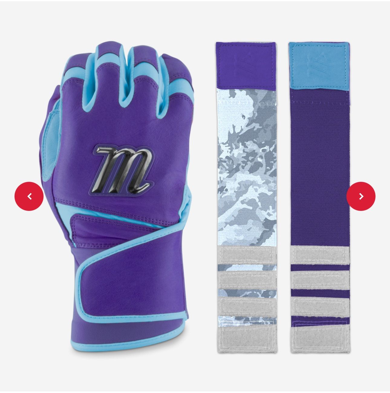【プロ仕様】マルーチ MARUCCI バッティンググローブ フィット感抜群 ロングタイプ 野球用品　REMX BATTING GLOVES - PURPLE/BLUE