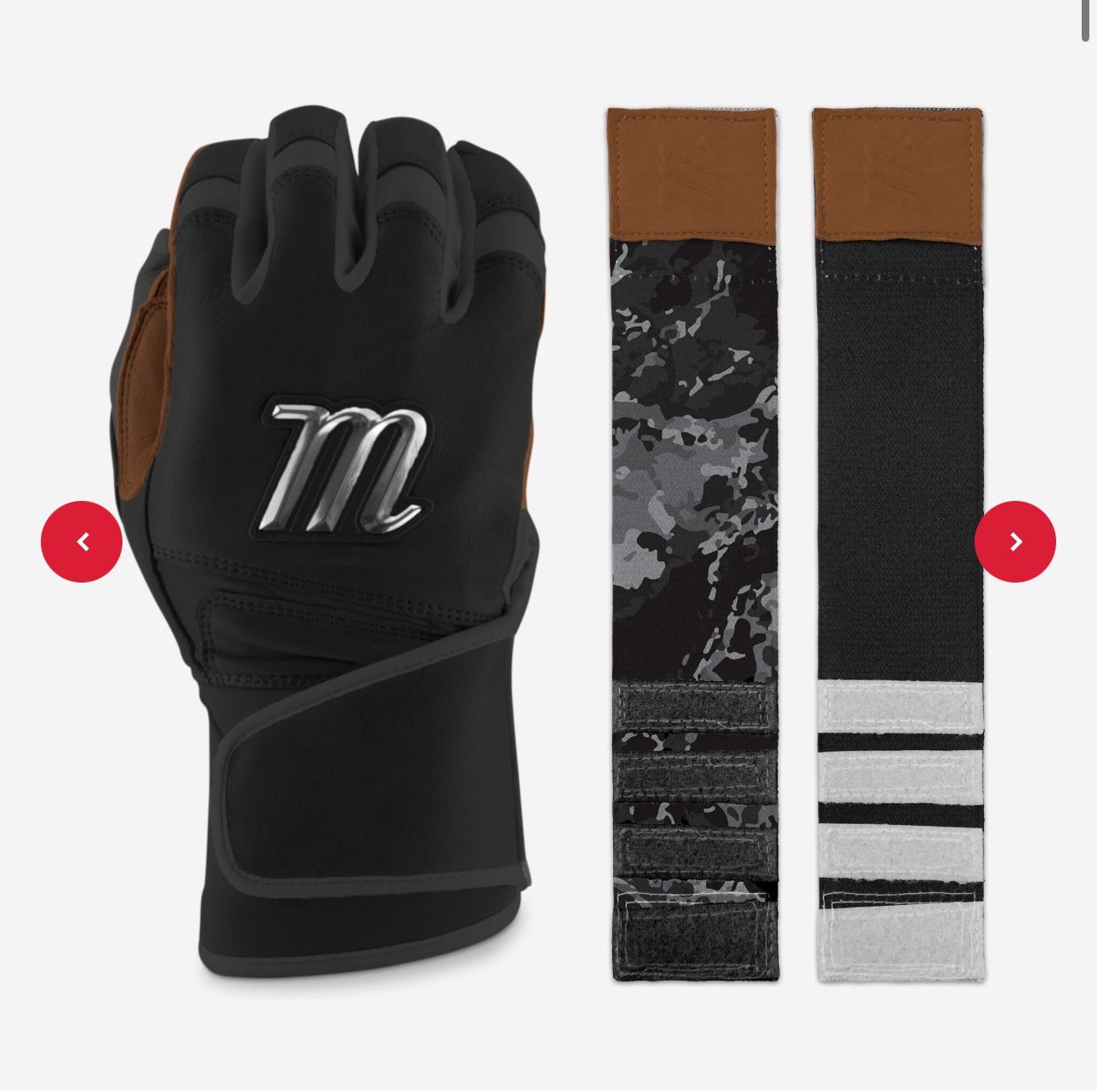 【プロ仕様】マルーチ MARUCCI バッティンググローブ フィット感抜群 ロングタイプ 野球用品　REMX BATTING GLOVES - BLACK/TAN
